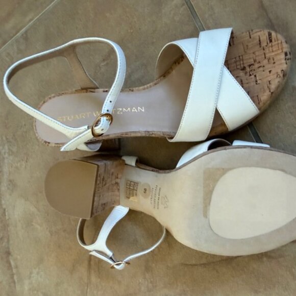 Stuart Weitzman White Dayna Platform Sandals Size 6 - Picture 5 of 5